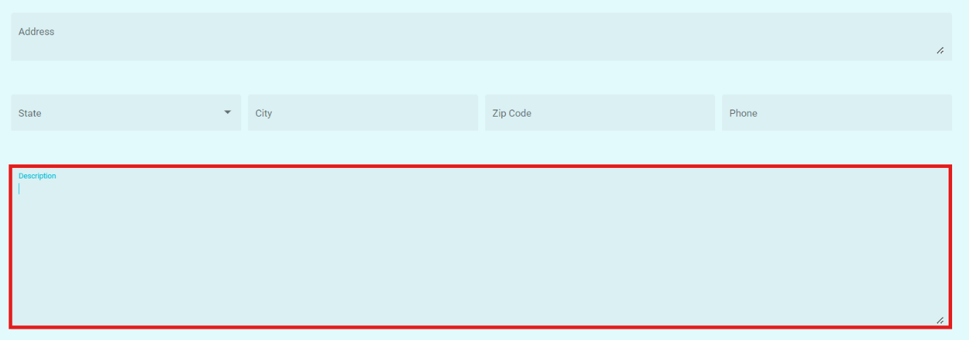 Image of TextArea field example i.e Description in privacy portal